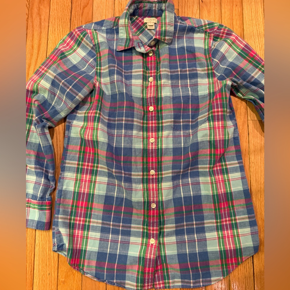 VTG J. Crew Women's Plaid Button Down Shirt - Blue, Pink Size XS - Picture 3 of 6